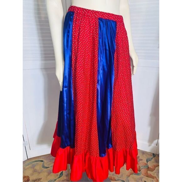 Vintage Handmade Full Sweep Patchwork Prairie Skirt Medium - Picture 3 of 8